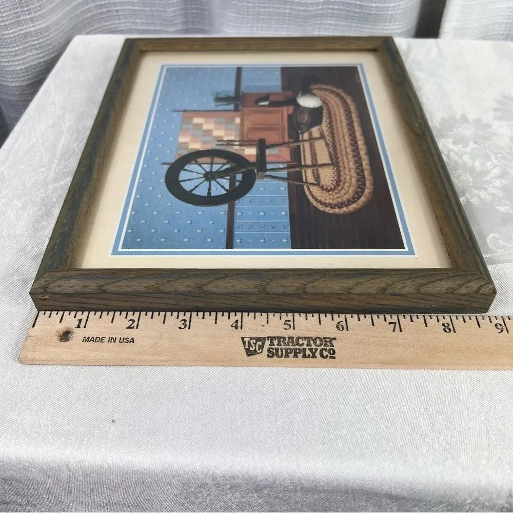 Vintage Moustakos Lithograph Favorite Decoy Framed Spinning Wheel Goose Folk Art